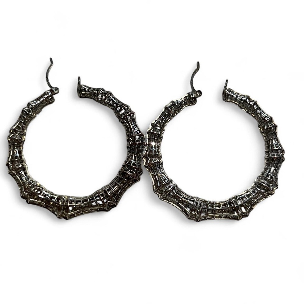 Silver Hoop Earrings - Picture 3 of 11